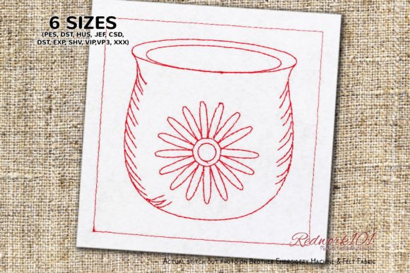 Artwork on Pottery Redwork Embroidery Review