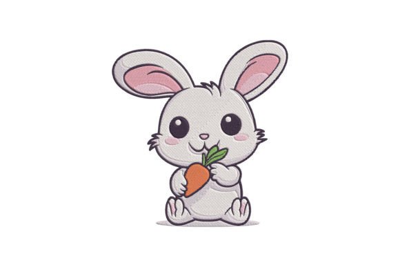 Cute Rabbit Holding Carrot Embroidery Review