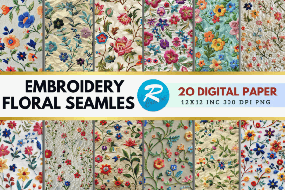 Review: Embroidery Floral Seamles Digital Paper